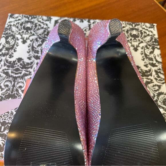 NIB Bordello Teeze-04R Uktra High Stiletto Rhinestone Heels Baby Pink Size 7 - Picture 11 of 12